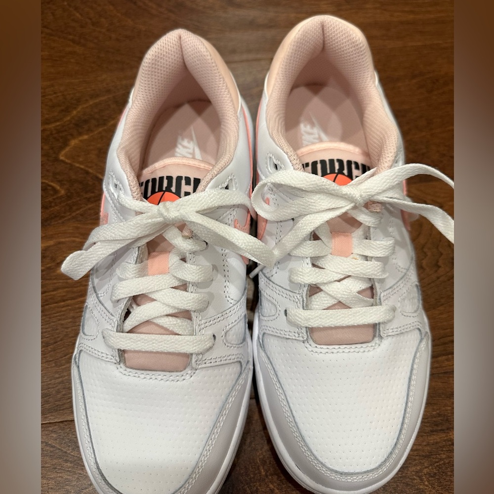 🆕 Nike Full Force Low White and Echo Pink Shoes - Picture 2 of 7